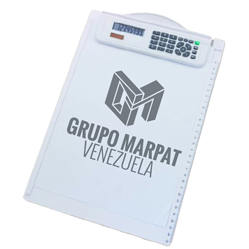 Sujeta papeles con calculadora